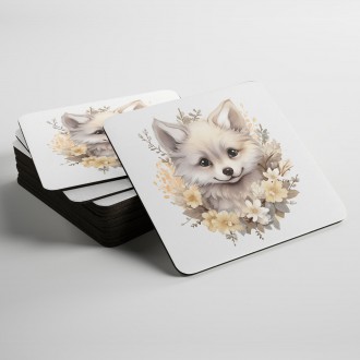 Coasters Baby white fox in flowers