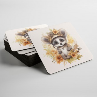 Coasters Baby lemur in flowers