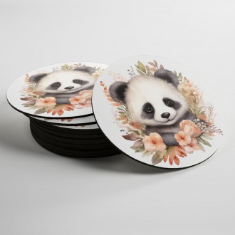 Coasters Baby panda in flowers