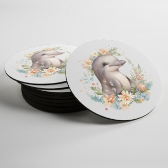 Coasters Baby dolphin in flowers