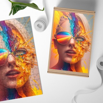 Wooden Puzzle Colorful face