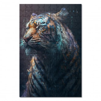Wooden Puzzle Tiger in the rain