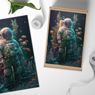 Wooden Puzzle Astronaut underwater
