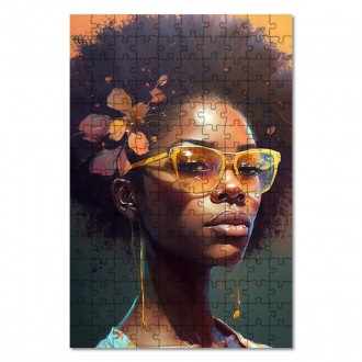 Dřevěné puzzle Módní portrét - sluneční brýle 2