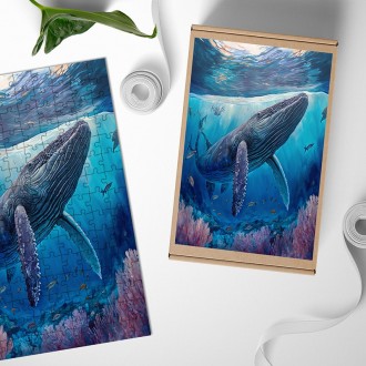 Wooden Puzzle Underwater scenery Humpback whale