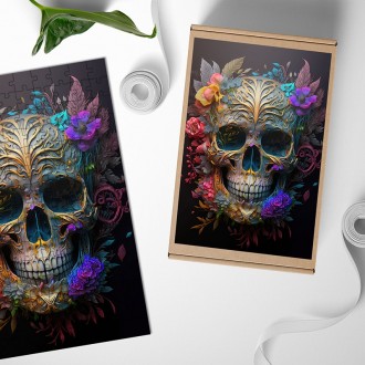 Wooden Puzzle Decorated skull in flowers 2