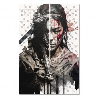 Wooden Puzzle Japanese warrior girl