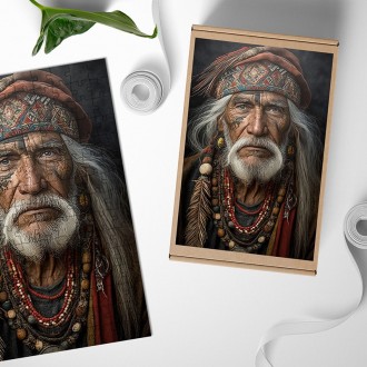Wooden Puzzle Old Native American man