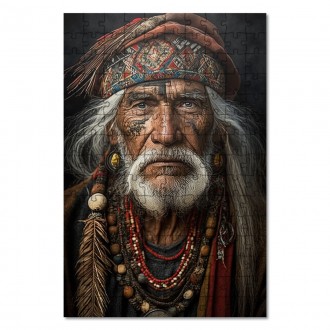 Wooden Puzzle Old Native American man