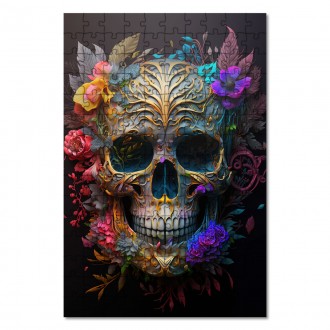 Wooden Puzzle Decorated skull in flowers 2