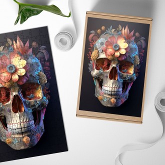 Wooden Puzzle Decorated skull in flowers 4