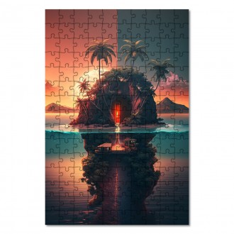 Wooden Puzzle Tropical island