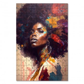 Wooden Puzzle Modern Art - Afro American Woman