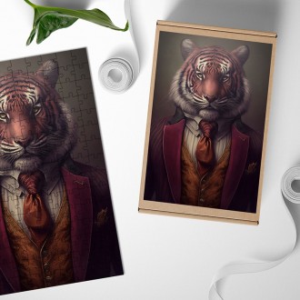 Wooden Puzzle A tiger in a suit
