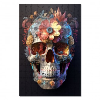 Wooden Puzzle Decorated skull in flowers 4
