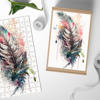 Wooden Puzzle Collage of flowers and feathers 6
