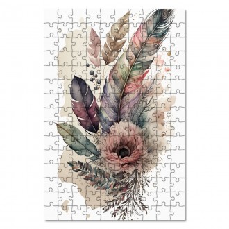 Wooden Puzzle Collage of flowers and feathers 1