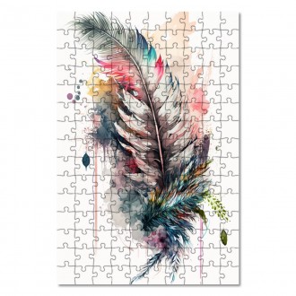 Wooden Puzzle Collage of flowers and feathers 6