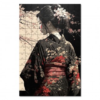 Wooden Puzzle Japanese girl in kimono 2
