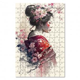 Wooden Puzzle Japanese girl with sakura 2