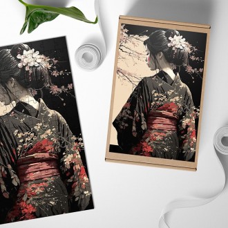 Wooden Puzzle Japanese girl in kimono 2