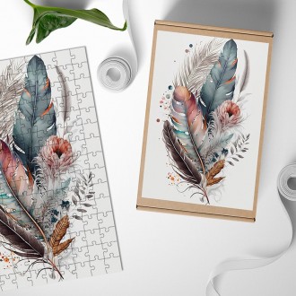 Wooden Puzzle Collage of flowers and feathers 2