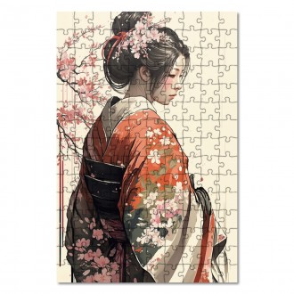Wooden Puzzle Japanese girl in kimono