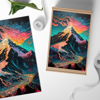 Wooden Puzzle Abstract mountain scenery