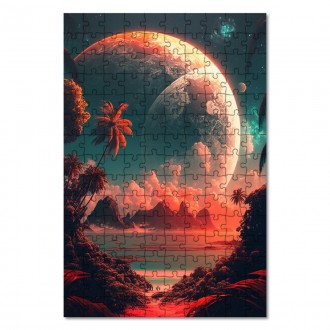 Wooden Puzzle Space nature - tropical island