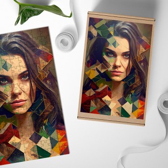 Wooden Puzzle Face of a woman in mosaic