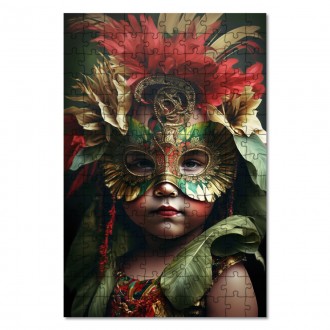 Wooden Puzzle A child in a carnival mask 3