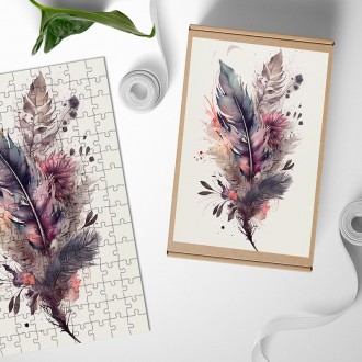 Wooden Puzzle Collage of flowers and feathers 5