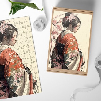 Wooden Puzzle Japanese girl in kimono