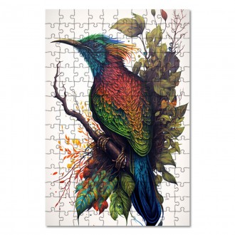 Wooden Puzzle Colorful bird on a branch