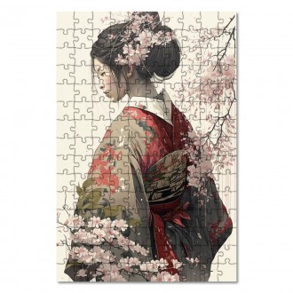 Wooden Puzzle Japanese girl in kimono 1