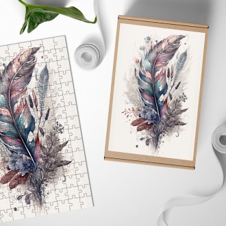 Wooden Puzzle Collage of flowers and feathers 7