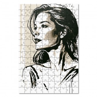 Wooden Puzzle Pencil painting - woman