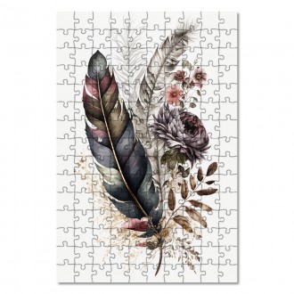 Wooden Puzzle Collage of flowers and feathers 4