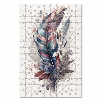Wooden Puzzle Collage of flowers and feathers 7