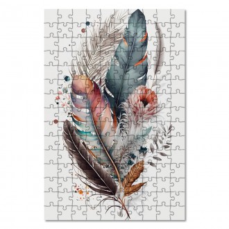 Wooden Puzzle Collage of flowers and feathers 2