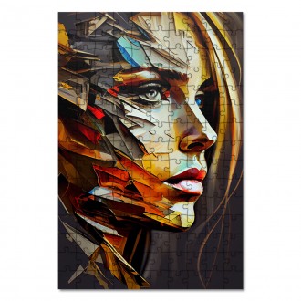 Wooden Puzzle Oil painting - Abstract face