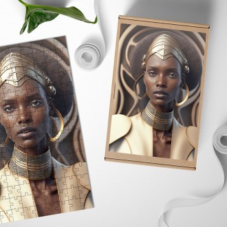 Wooden Puzzle African woman in traditional dress 1