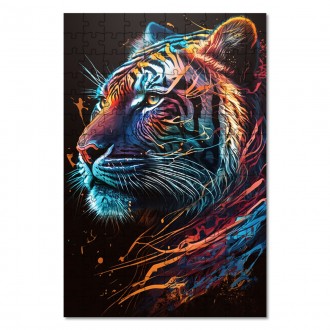 Wooden Puzzle Tiger in colors