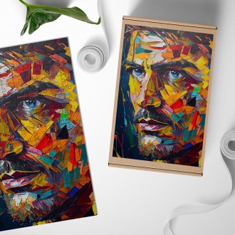 Wooden Puzzle Modern art - colorful face of a man