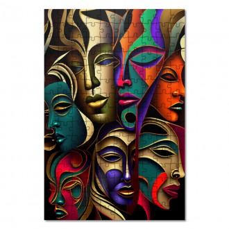 Wooden Puzzle Modern art - collage of faces