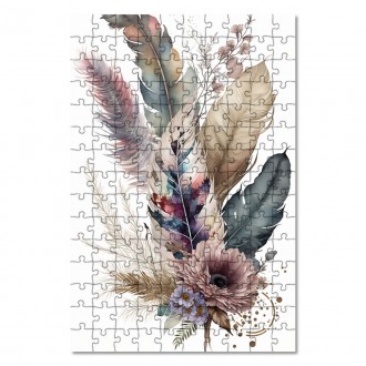 Wooden Puzzle Collage of flowers and feathers 3