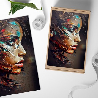 Wooden Puzzle Oil painting - Disintegration of the face