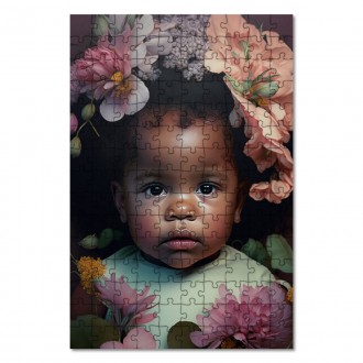 Wooden Puzzle Child in flowers