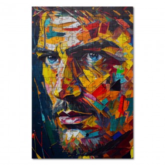 Wooden Puzzle Modern art - colorful face of a man