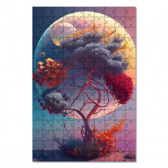 Wooden Puzzle Space nature - blooming tree